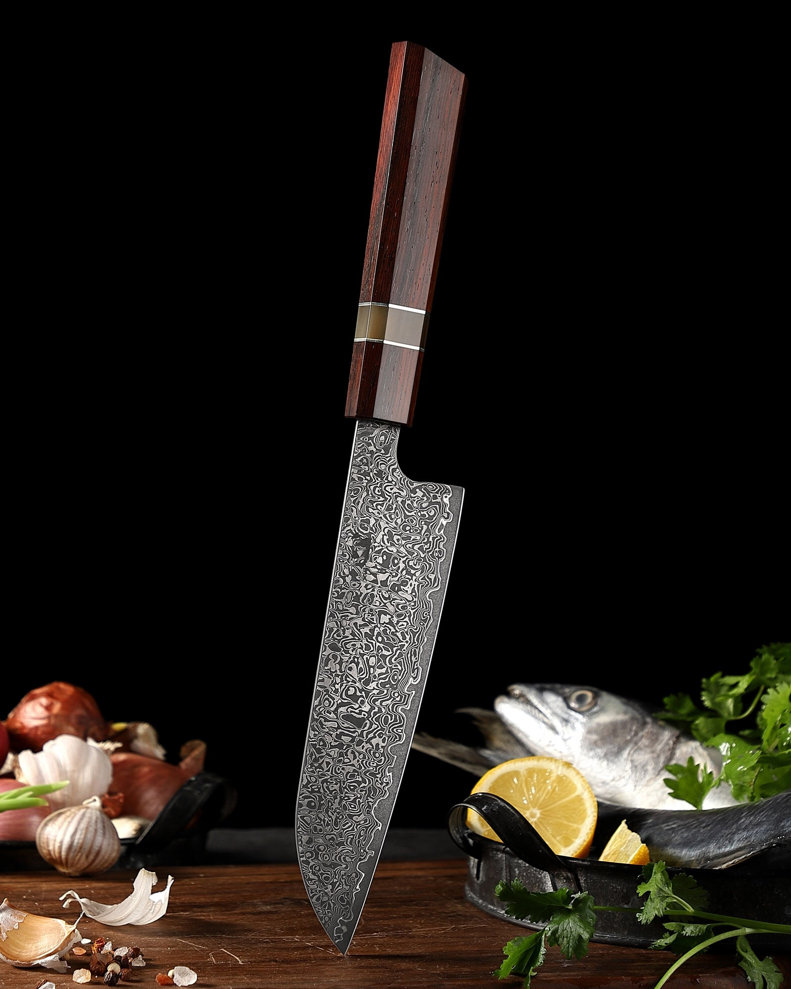 Кухонный нож XIN Cutlery XC123 Santoku — Поварской нож «Сантоку», в ламинате (дамаск 67сл.)