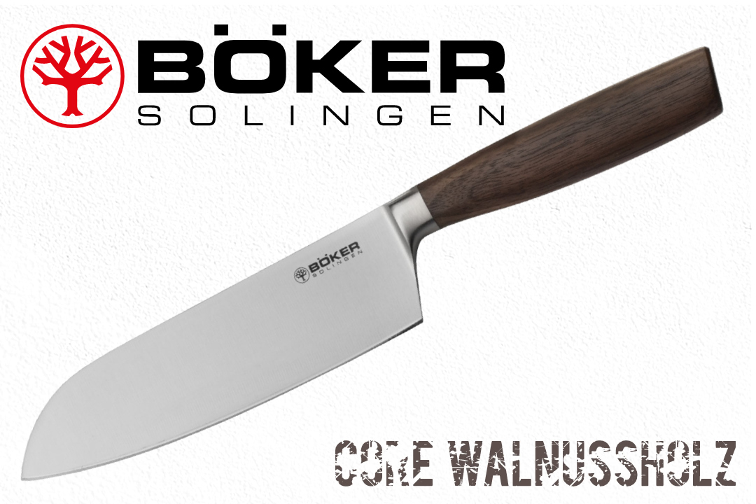 Кухонный нож Böker 130730 Core Santoku (Поварской Сантоку), 17 см, рукоять — орех.