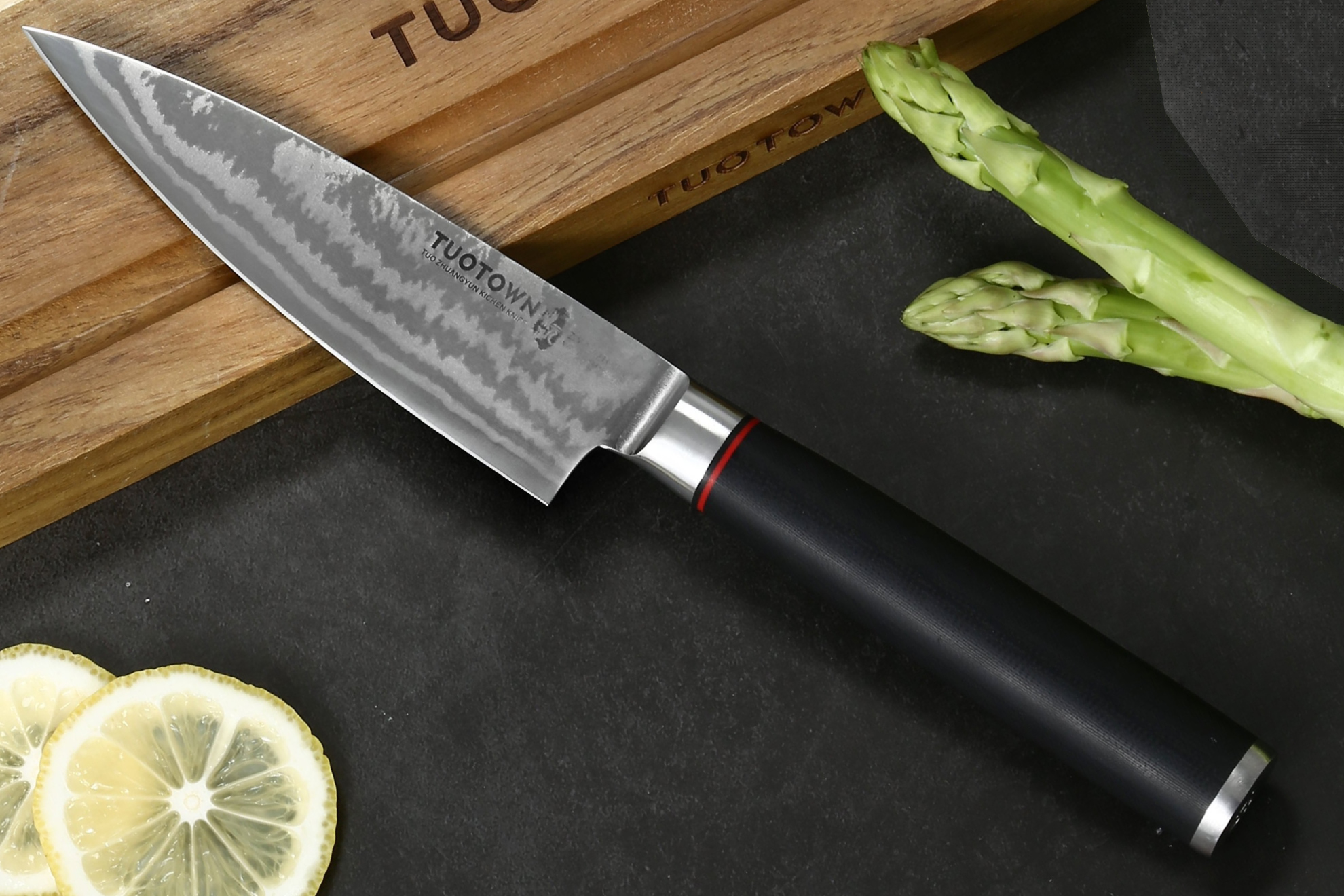 Поварской Микро-Шеф TuoTown G TEN — Кухонный нож «Дамский угодник» (из ламината Сан-Май), G10 на рук.
