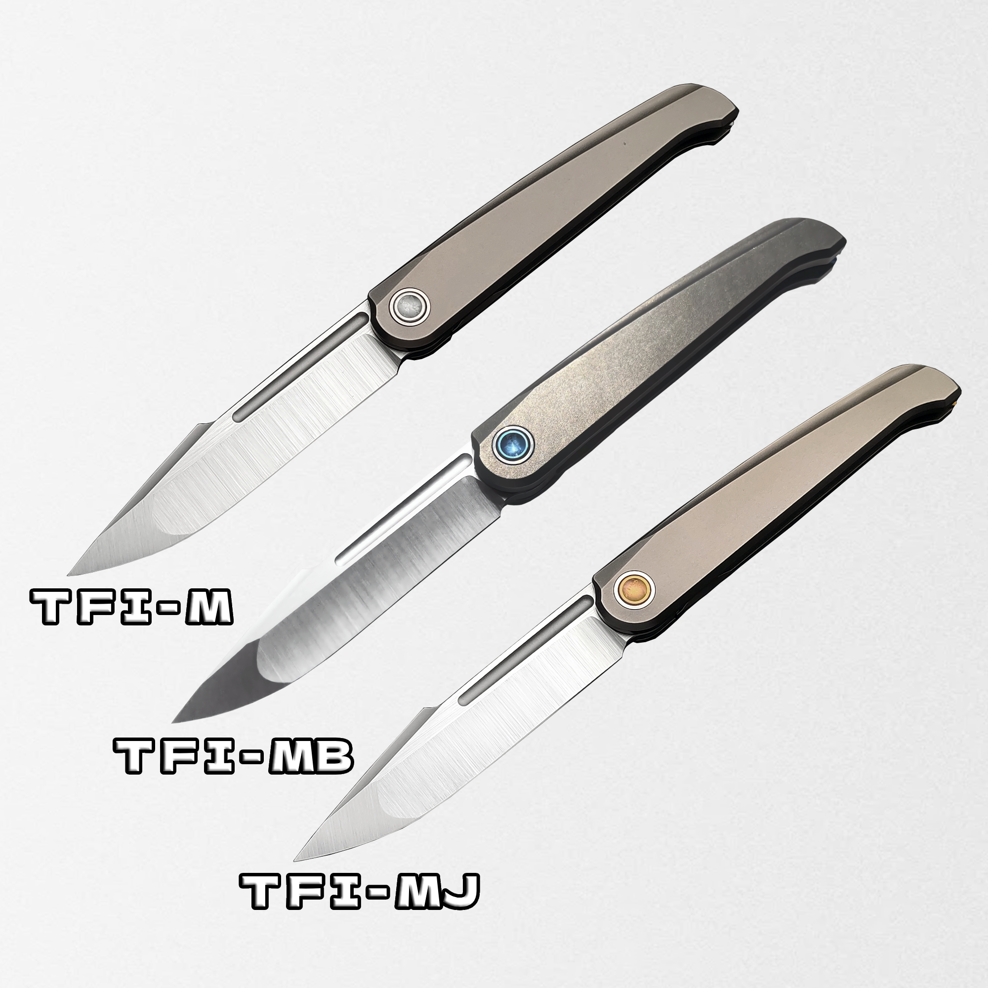 TuoTown TFI-M /B/J — Cкладной нож Fin (фронт-флиппер, рукоять: Titanium, сталь: M390)